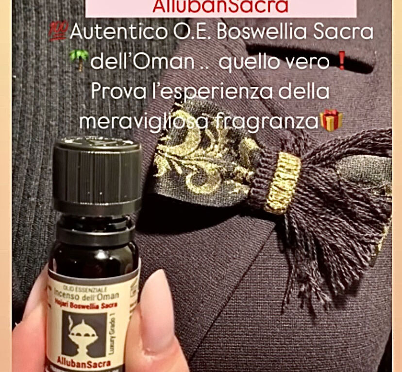 SET SPILLA DIFFUSORE PER AROMATERAPIA + OLIO ESSENZIALE FRANKINCENSO BOSWELLIA SACRA OMAN, ALLUBANSACRA.